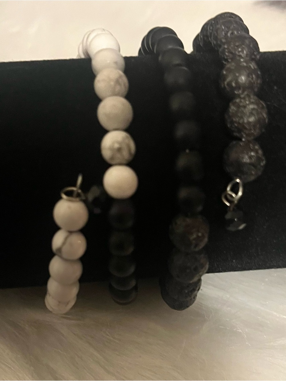 Black & White Beaded Bracelet Stack - Women’s Layering Set